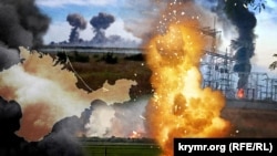 Взрывы в Крыму 16 августа 2022 года, коллаж