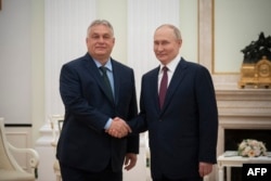 Віктар Орбан і Ўладзімір Пуцін. Масква, 2024