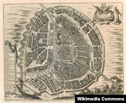 План Москвы, столицы Московии (Moscou: Capitale de la Moscovie suivant Olearius), немецкого путешественника Адама Олеария (1599-1671)