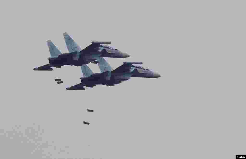 Расейскія самалёты Su-30SM. Сумесныя расейска-беларускія вайсковыя вучэньні «Запад-2025»