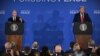 Президент России Владимир Путин и президент США Дональд Трамп после встречи на Аляске, 15 августа 2025 года 