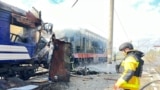 Поезд, ставший объектом российского удара на станции Шостка (Сумаская область Украины)